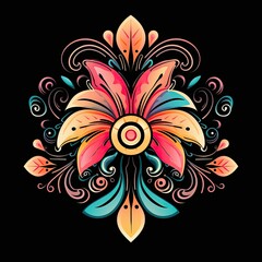 Fototapeta na wymiar design vector illustration isolated on blackabstract floral background