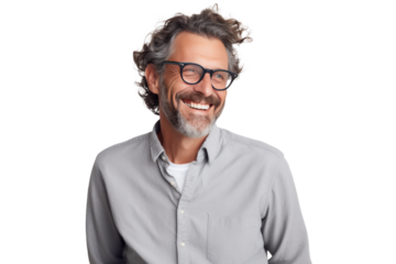 Smiling older man portrait. Illustration AI Generative.