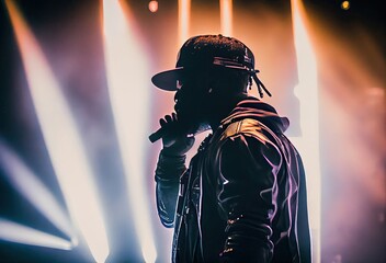 Black Hip Hop Singer Backdrop Generative AI