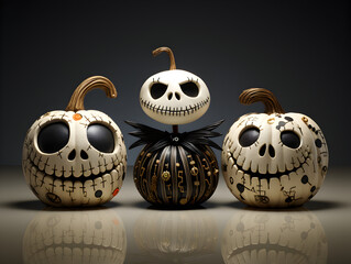 Halloween jack o lantern pumpkins, AI-generated illustration