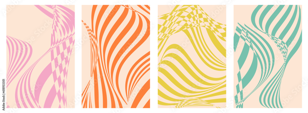 Poster groovy hippie 70s vector backgrounds for poster, flayer and social media. y2k aesthetic, trendy retr