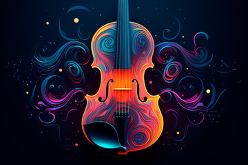 Beautiful violin on the dark background. String instrument. Generative AI