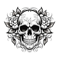 skull with wings and skull tattoo vector