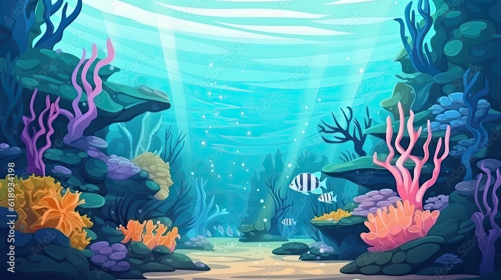 Wall mural coral reef with fish and coral