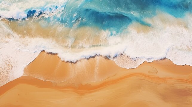 abstract watercolor painting Top down aerial view of a deserted Beach Acrylic