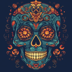 colorful day of the dead skull altar concept background. AI Generated