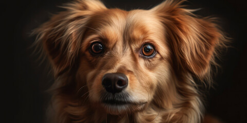 Naklejka premium Capturing cuteness: Studio portrait of a dog with a cute face in a soft color background, representing Pet Photography. AI Generated