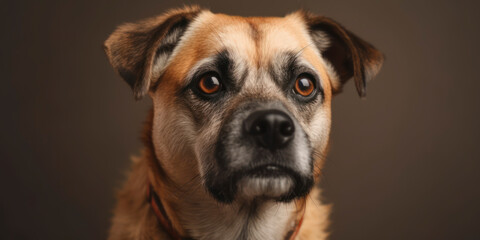 Captivating studio portrait: Cute dog against a soft-colored backdrop. AI Generated