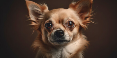 Fototapeta premium Studio portrait of a dog with a cute face, concept of Pet Photography, soft color background. AI Generated