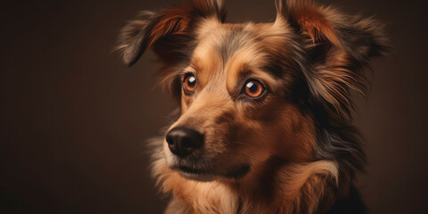 Studio portrait of a dog with a cute face, concept of Pet Photography, soft color background. AI Generated