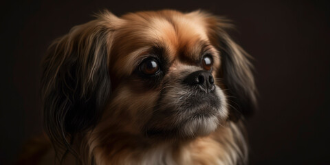 Fototapeta na wymiar Studio portrait: Dog with adorable face in soft-colored background. AI Generated