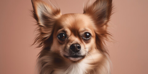 Cute dog in studio portrait against a soft-colored backdrop. AI Generated