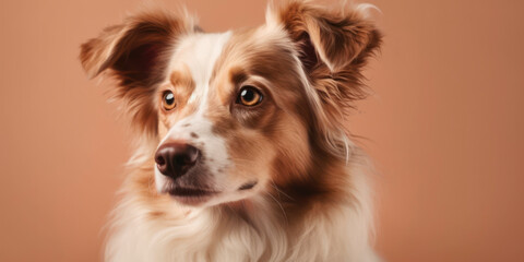 Cute dog in studio portrait against a soft-colored backdrop. AI Generated