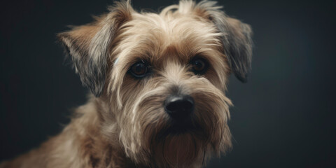 Naklejka na ściany i meble Charming canine in a studio portrait with a soft-colored background. AI Generated