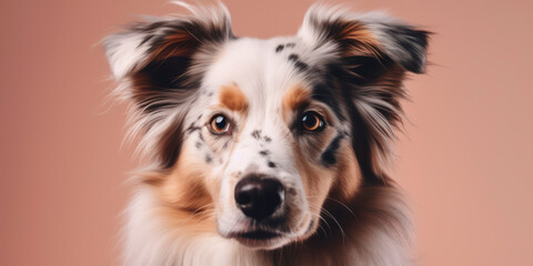 Fototapeta premium Charming canine in a studio portrait with a soft-colored background. AI Generated