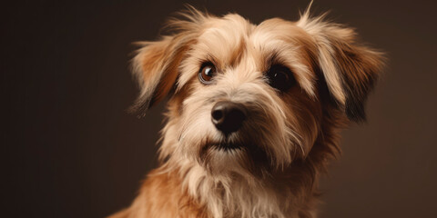 Captivating studio portrait of a dog with an adorable face against a gentle background. AI Generated