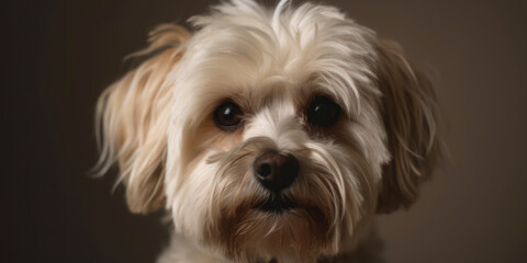 Naklejka na ściany i meble Aesthetic studio portrait: Dog with an adorable face against a gentle backdrop. AI Generated