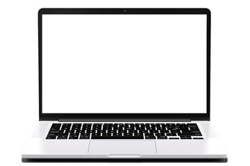 Laptop with blank screen isolate on transparent background