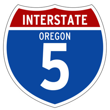 Oregon Interstate 5 Sign, I-5, Isolated Road Sign vector, Oregon, US Interstate Highway Sign