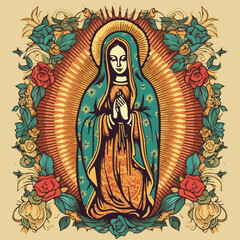 Illustration of Virgen de Guadalupe. AI Generated