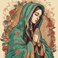 Illustration of Virgen de Guadalupe. AI Generated