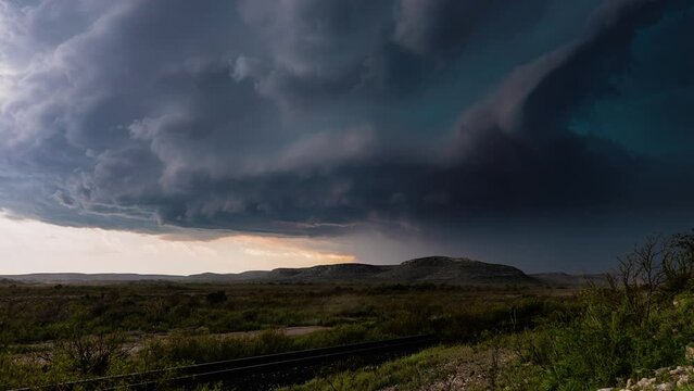 Supercell Creating Strong Winds over the Southern Texas landscape Timelapse