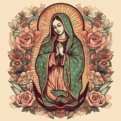 Fototapeta na wymiar Virgen de Guadalupe brought to life in an animation. AI Generated