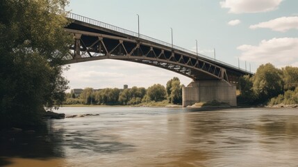 Fototapeta na wymiar A bridge spanning a river. Generative AI