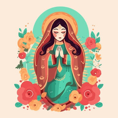 Captivating animated illustration: Virgen de Guadalupe. AI Generated