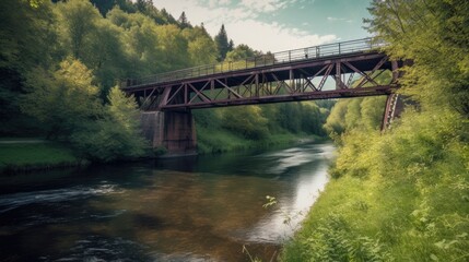 Fototapeta premium A bridge spanning a river. Generative AI