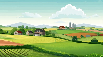 Fototapeta na wymiar A countryside with fields and farmland. Generative AI