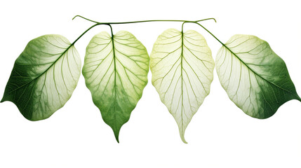 green leaf skeletons on white background,  Created using generative AI tools.