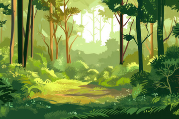 Picturesque Nature Scene: Green Forest in the Background