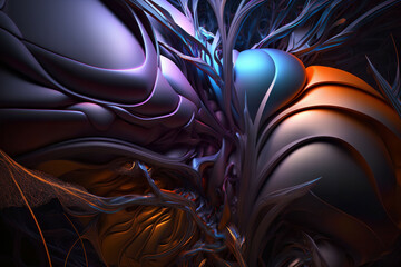 Obraz premium 3d illustration of abstract geometric composition,digital art works. computer generated graphics.