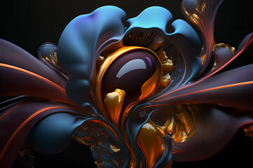 Obraz premium 3d illustration of abstract geometric composition,digital art works. computer generated graphics.