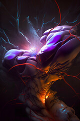 Obraz premium 3d illustration of abstract geometric composition, digital fractal art works.