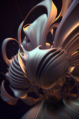 abstract fractal computer generated composition with various geometrical shapes