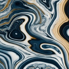 Blue Liquid Marble Texture with Gold and White Details