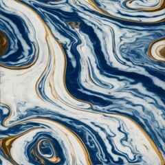Blue Liquid Marble Texture with Gold and White Details