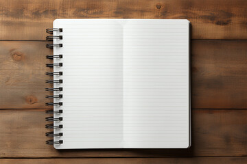 blank open notebook isolated over a transparent background, business stationery, school, art, or craft supply, top view 