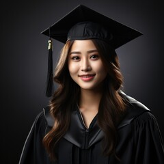 a portrait of a college Asian woman a college graduate