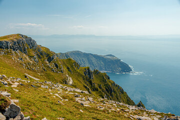 Slieve League cliffs next to an ocean in Ireland