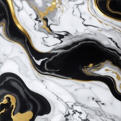 A White Liquid Marble Texture with Black and Gold Details