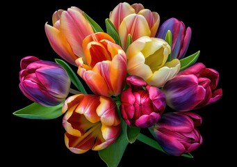 Fototapeta na wymiar A breathtaking bouquet of colorfulntulips. Poster. Generative ai.