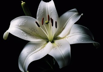 A close-up of a delicate lily. Poster. Generative ai.