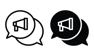 Promotion chat icon with outline and glyph style.