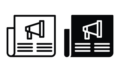 Newspaper ads icon with outline and glyph style.