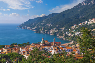 Fototapeta na wymiar Vietri Sul Mare, Italy town skyline on the Amalfi Coast