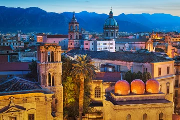 Wall murals Palermo Palermo, Italy rooftop skyline view with the Church of San Cataldo