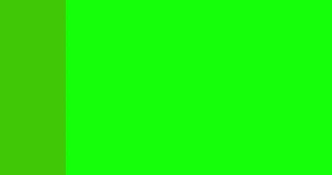 Simple transition animation. Modern green and yellow shapes transition in horizontal direction on green screen chroma key background.
